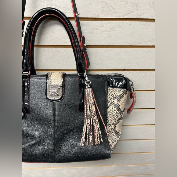 Black and Snake Print Leather Tote Bag & Matching Wallet - Picture 9 of 14